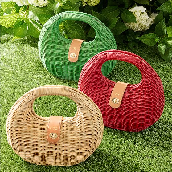 Marlowe Wicker and Leather Handbag