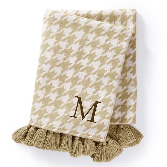 Italian Houndstooth Tassel Throw Blanket