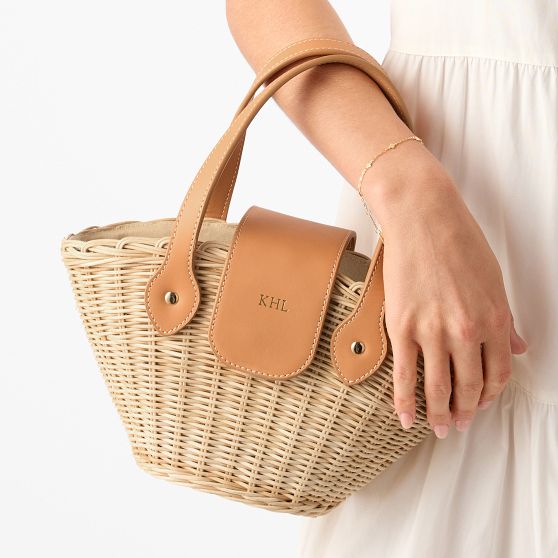 Juliette Wicker and Leather Mini Tote