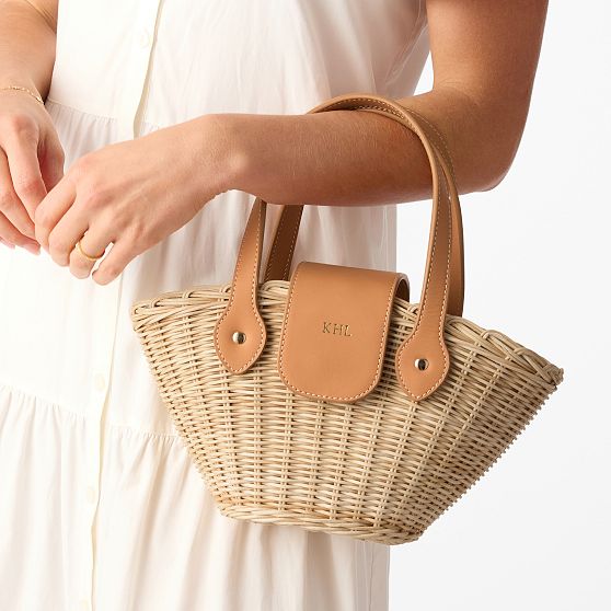 Juliette Wicker and Leather Mini Tote