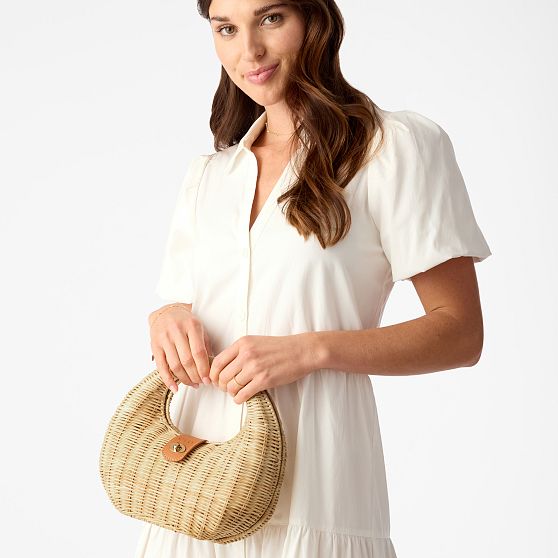 Marlowe Wicker and Leather Handbag