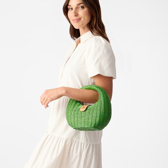 Marlowe Wicker and Leather Handbag