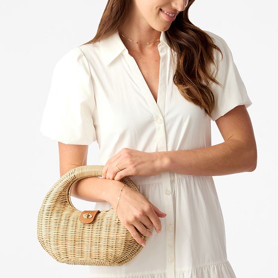 Marlowe Wicker and Leather Handbag