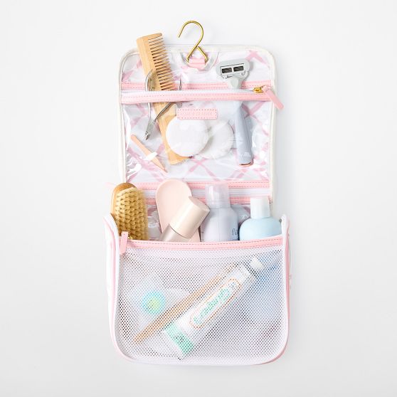 Clear Coated Dual Compartment Hanging Travel Bag