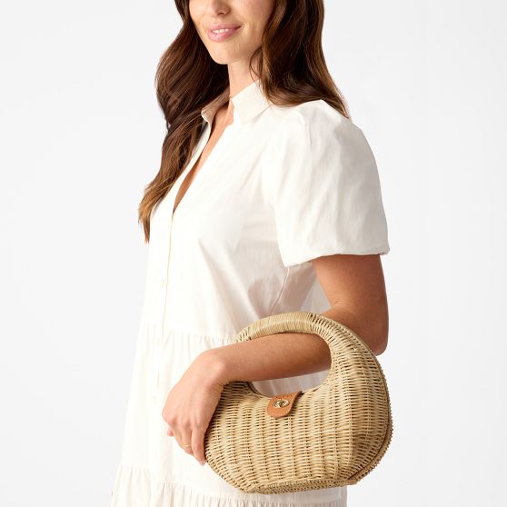 Marlowe Wicker and Leather Handbag
