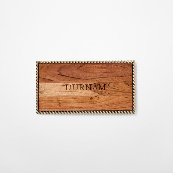 Beaded Brass and Wood Cheese Board