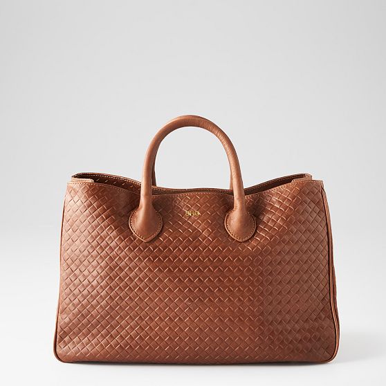 Elisabetta Woven Embossed Leather Handbag