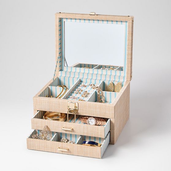 Montauk Raffia Trunk Jewelry Box
