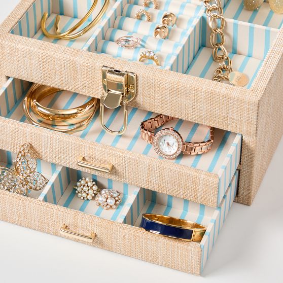 Montauk Raffia Trunk Jewelry Box