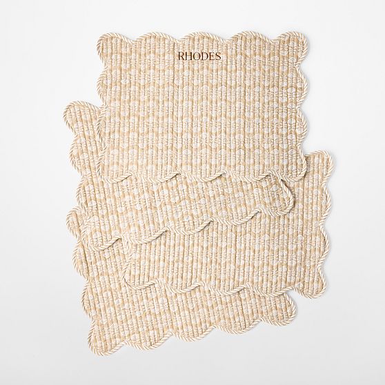 Scalloped Block Print Placemats, Set of 4