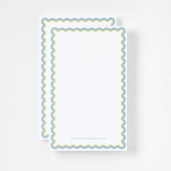 Scalloped Personalized Stationery Notepads, Set of 2