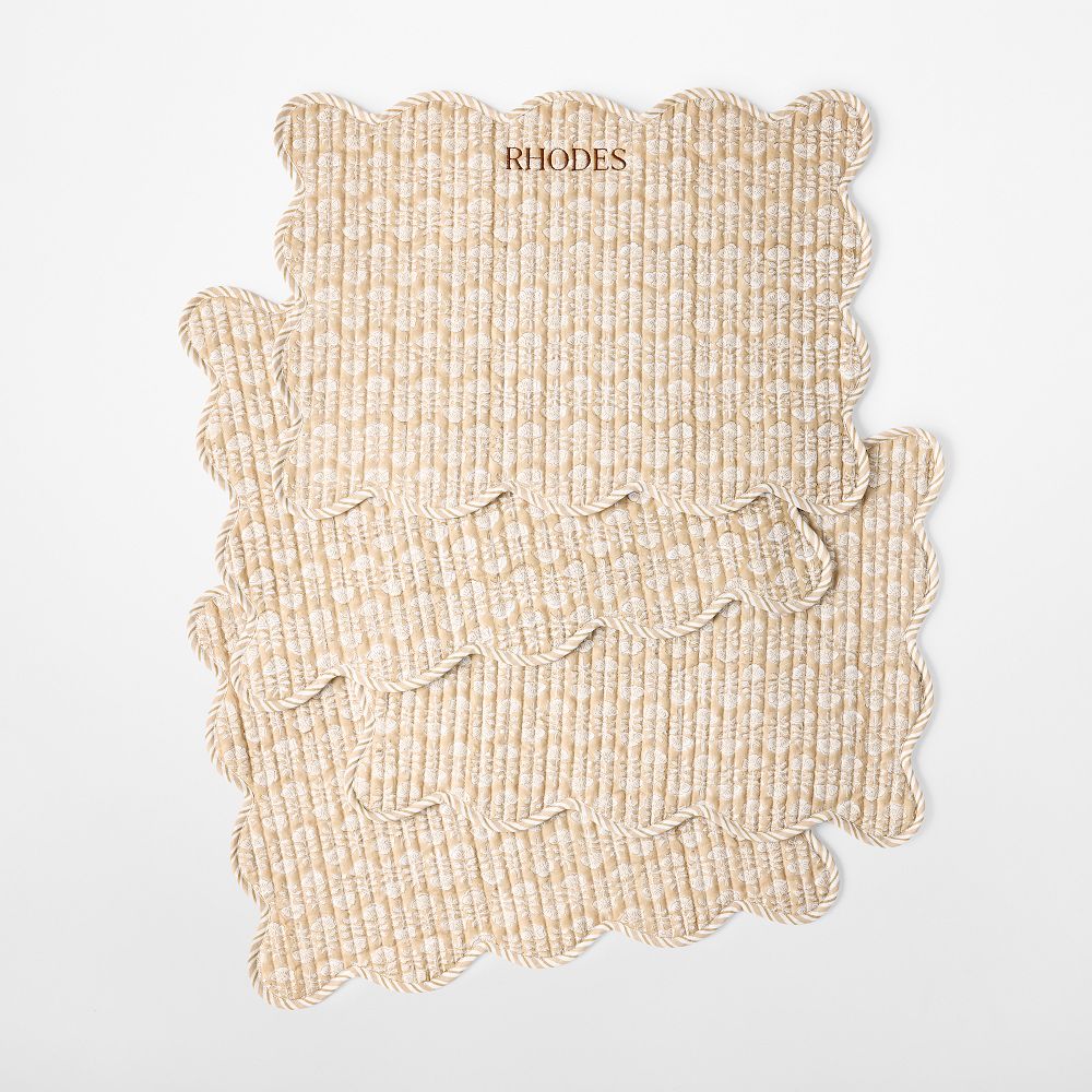 Scalloped Block Print Placemats, Set of 4
