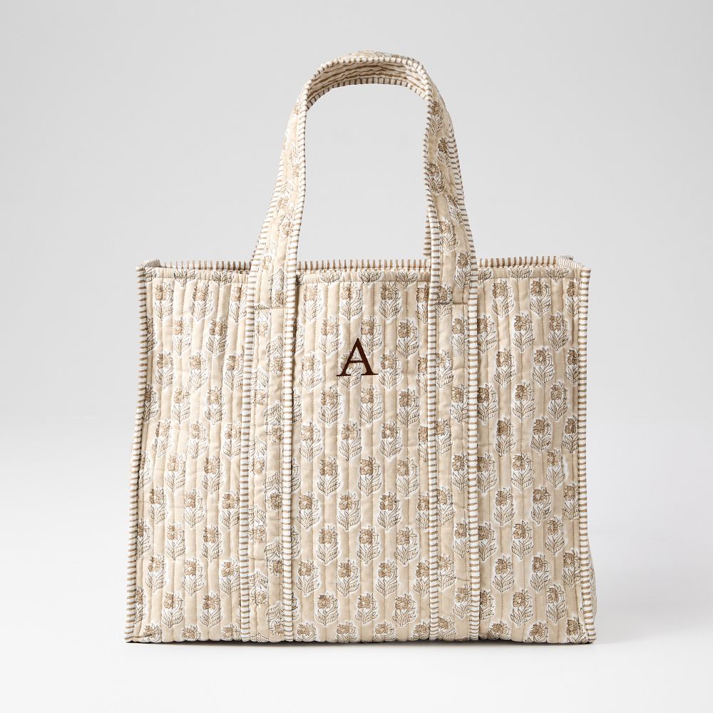 Block Print Quilted Oversized Tote