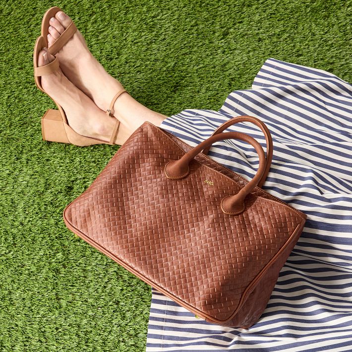 Elisabetta Woven Embossed Leather Handbag | Mark and Graham