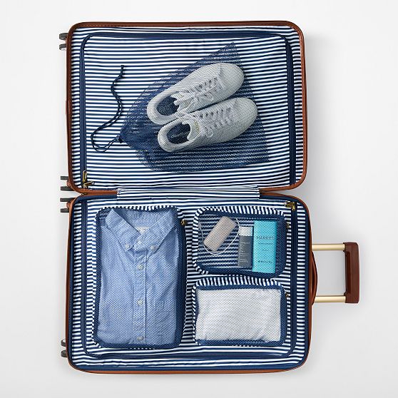 Leather Wrapped Expandable Carry-On and Checked Luggage Set