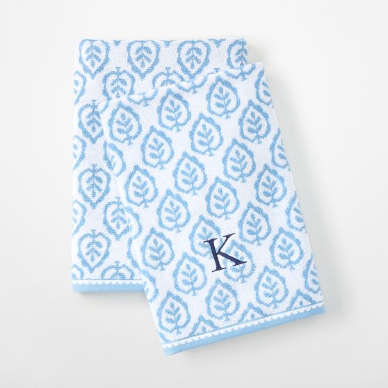 Sanderson Hand Towel, Set of 2; Letter V