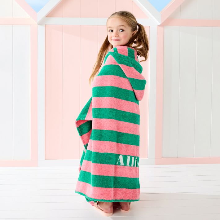 RICE NINE TEN/マフラー GREEN PINK。 Cabana Stripe Kids Hooded Beach Towel | Mark and Graham