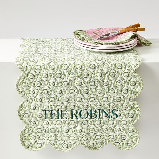 Block Print Scalloped Table Runner