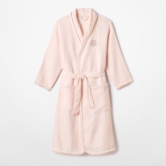 Pom Trim Cotton Bath Robe