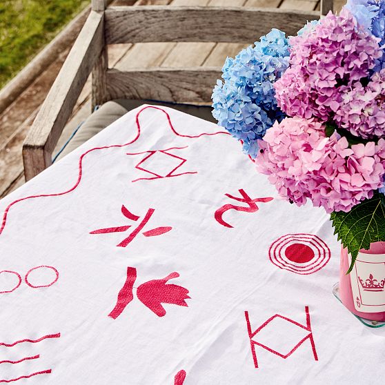 Embroidered Mahjong Square Tablecloth​
