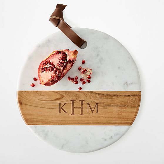 Wood and Marble Round Cheese Board