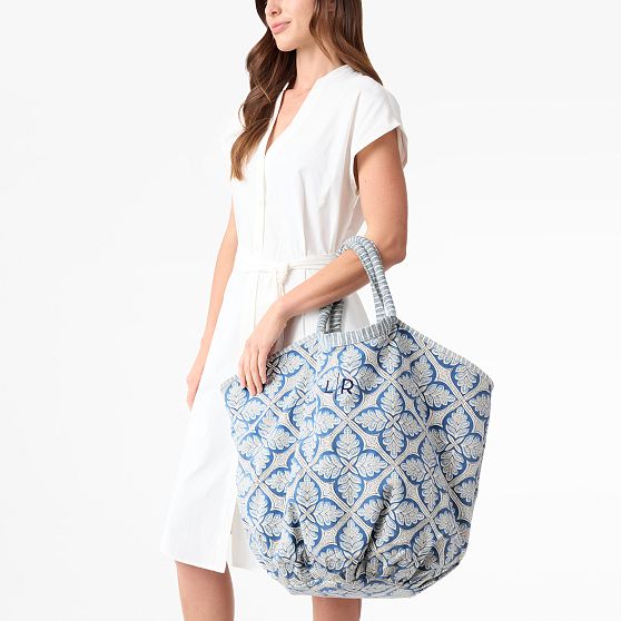 Block Print Oversized Canvas Tote