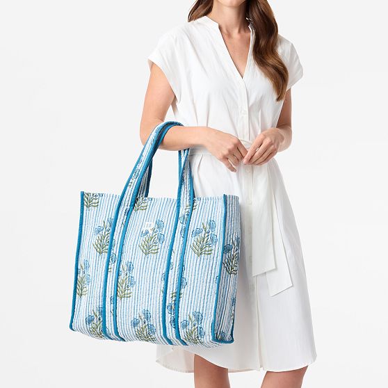 Block Print Quilted Oversized Tote