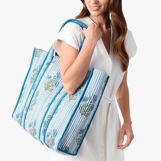 Block Print Quilted Oversized Tote