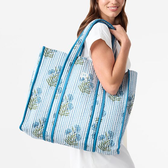 Block Print Quilted Oversized Tote