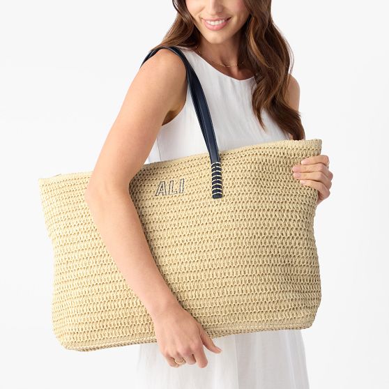 Stinson Straw Zip-Top Tote