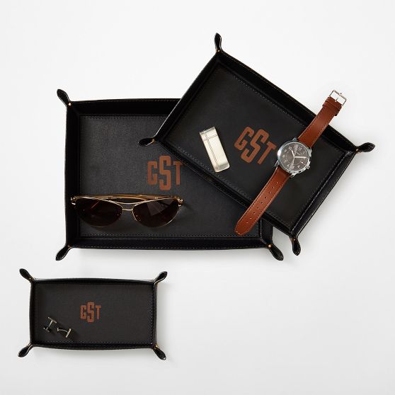 Rustic Leather Catchall Tray