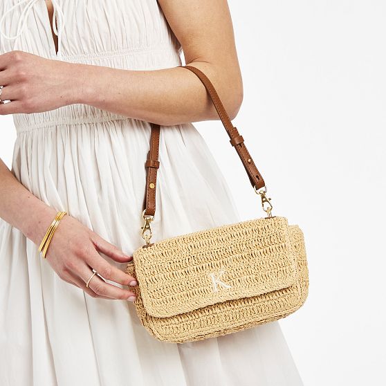 Antibes Handwoven Raffia Shoulder Bag