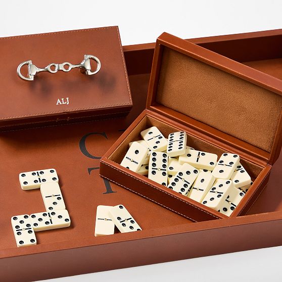 Horsebit Leather Domino Game Set
