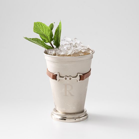 Silver and Leather Horsebit Mint Julep Cup