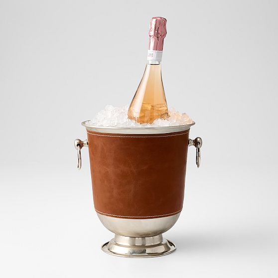 Silver and Leather Ice Bucket