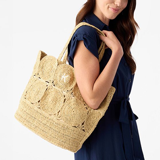 Soleil Handwoven Raffia Tote