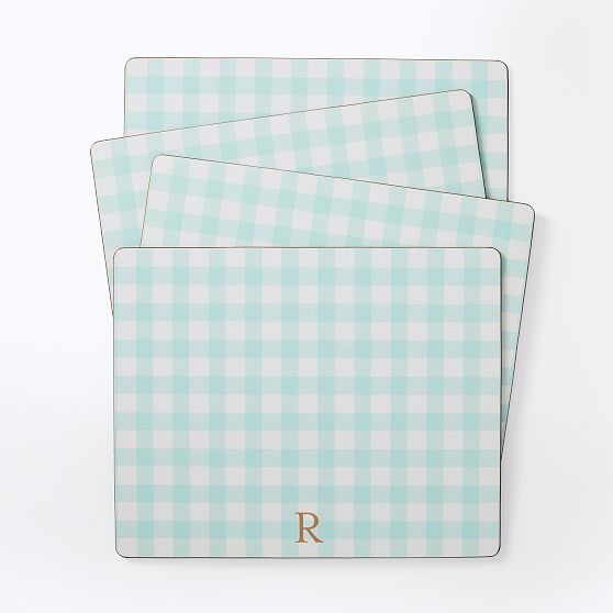 Gingham Cork Placemats, Set of 4