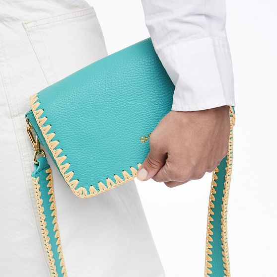 Handwoven Raffia Leather Crossbody Bag