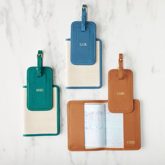 Riviera Italian Canvas Passport Case and Luggage Tag Set