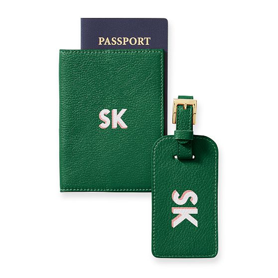Leather Luggage Tag &amp; Passport Case Set