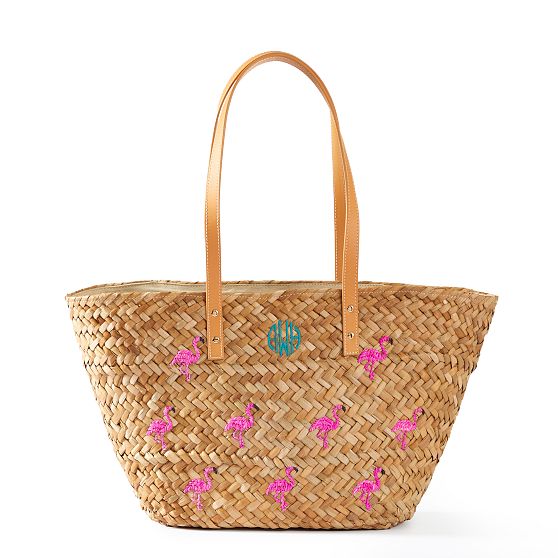 Hand Embroidered Palm Leaf Tote