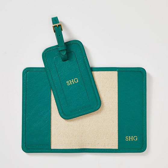 Riviera Italian Canvas Passport Case and Luggage Tag Set