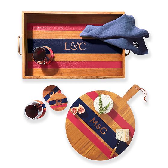 Striped Acacia Wood Round Cheese Board