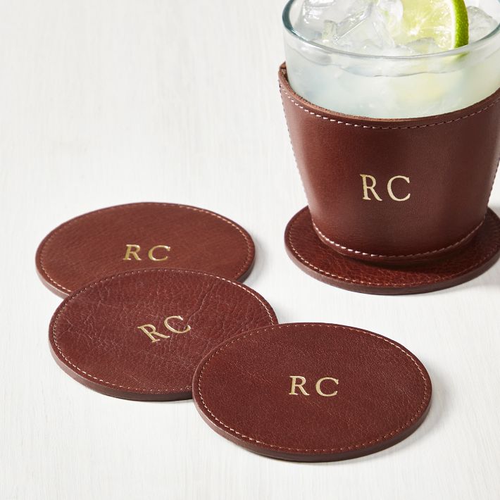 Mark & Graham Embossed Italian Leather Coaster - Thumbnail 3