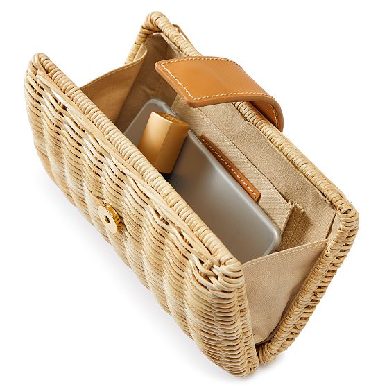 Wicker and Leather Clutch
