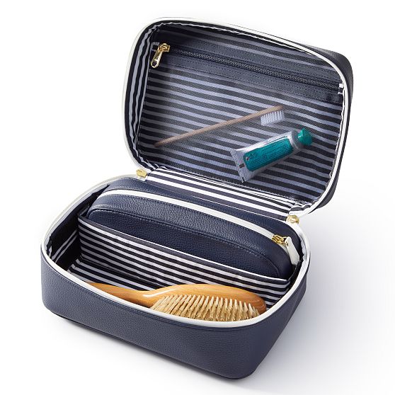 Faux Leather 2-in -1 Cosmetic Case