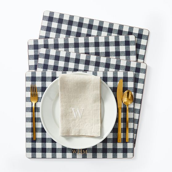 Gingham Cork Placemats, Set of 4
