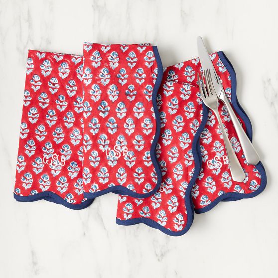 Mark &amp; Graham x Pencil &amp; Paper Co. Block Print Napkins, Set of 4