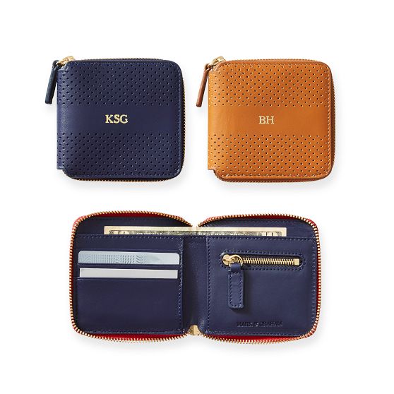 Perforated Leather Square Wallet