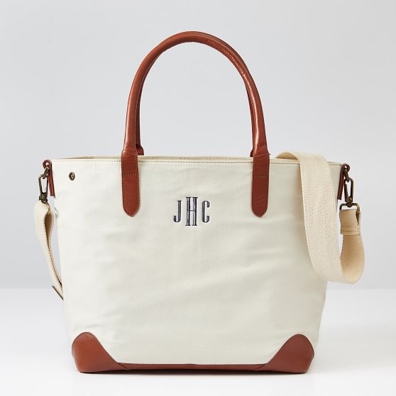 Canvas and Leather Travel Tote Bag | Mark and Graham